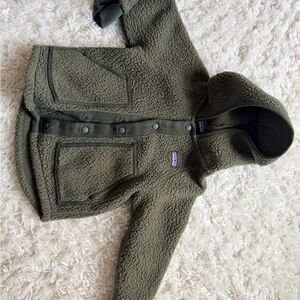 Patagonia Olive Hooded Fleece Jacket